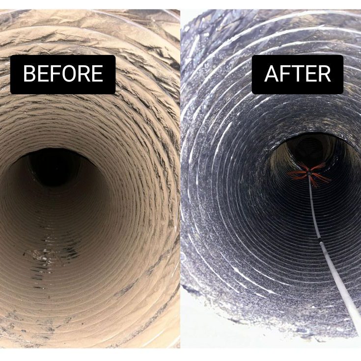 Before and after EcoAirClean air duct cleaning service