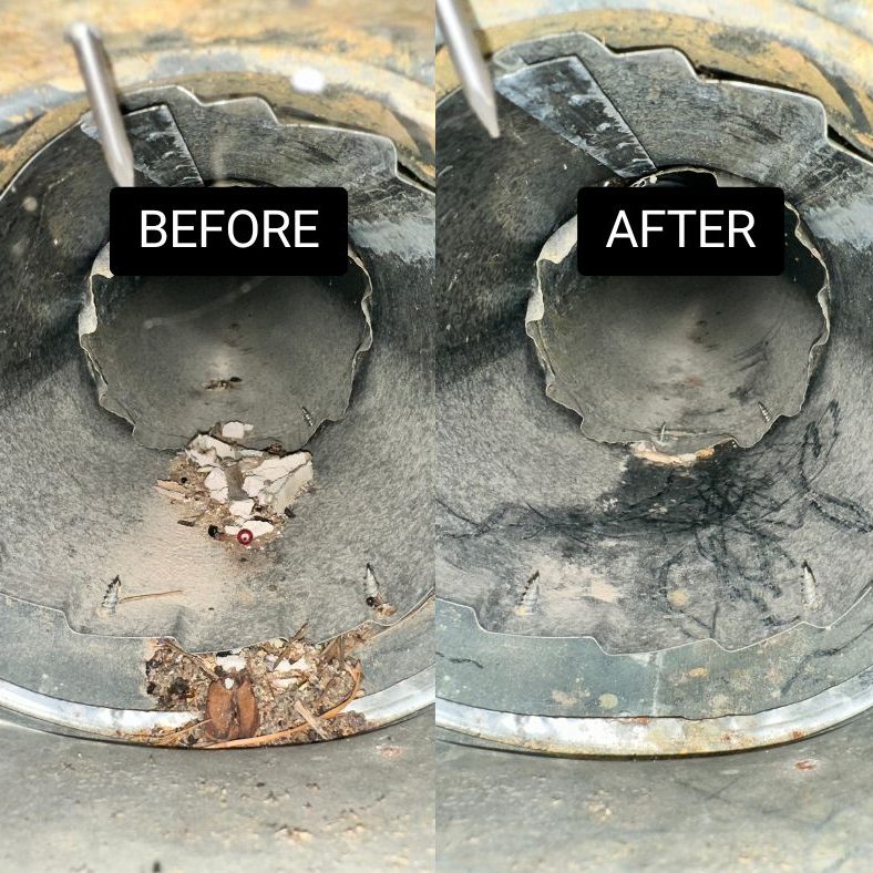 Before and after EcoAirClean removing debris from air duct